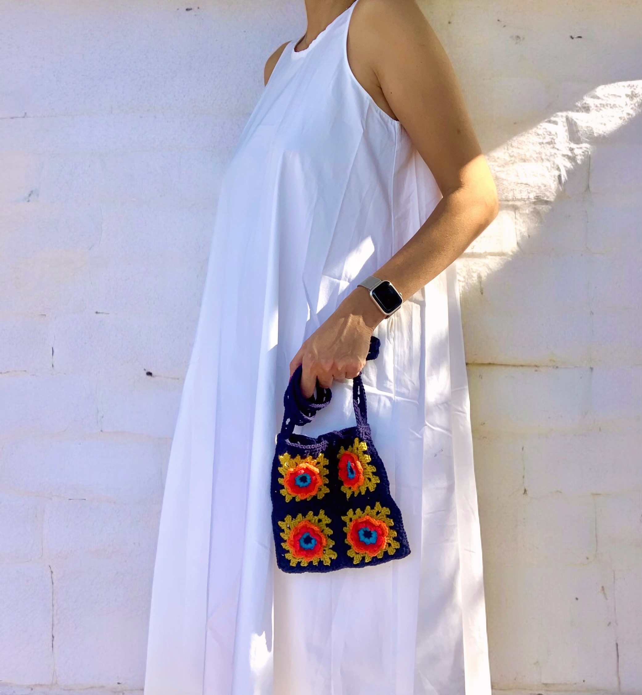 Kroşe Çiçekli Mini Heybe